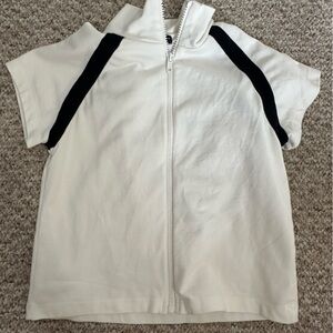 White Zip-Up Vest with Black Stripes